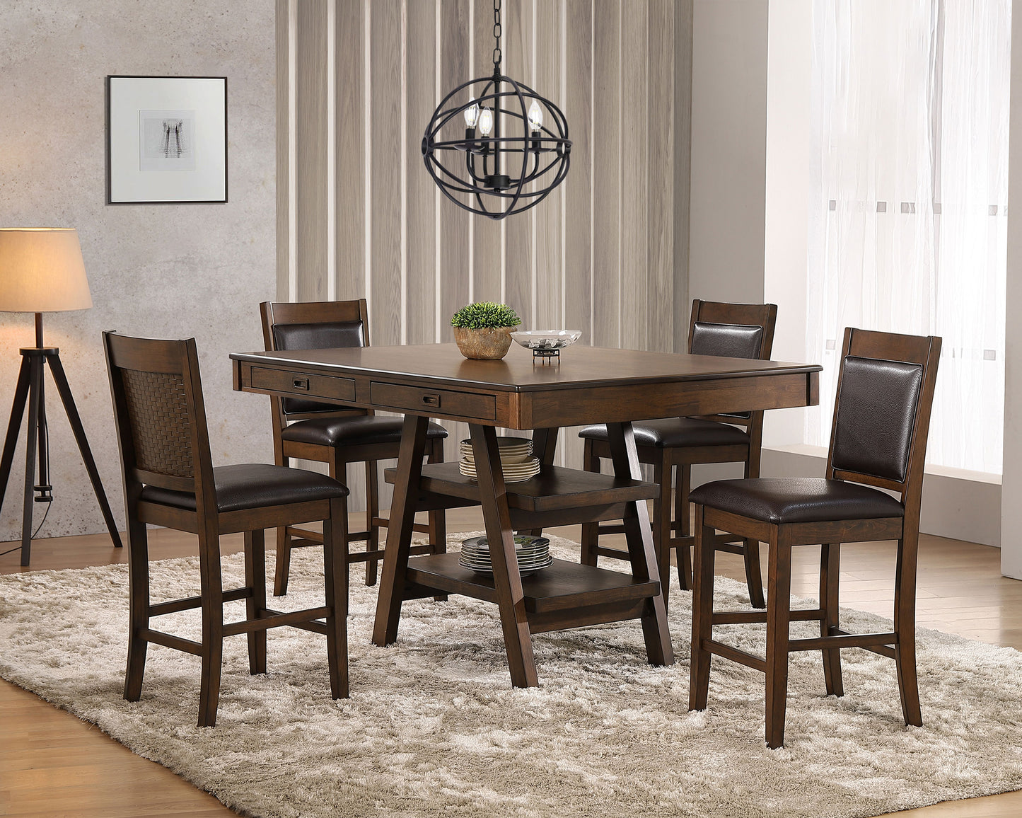 Dewey 5-piece Rectangular Dining Table Set Walnut