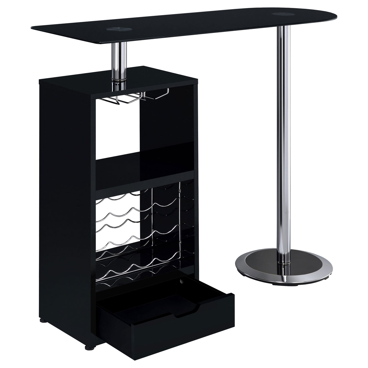 Koufax 48-inch Pub Height Bar Table Black High Gloss