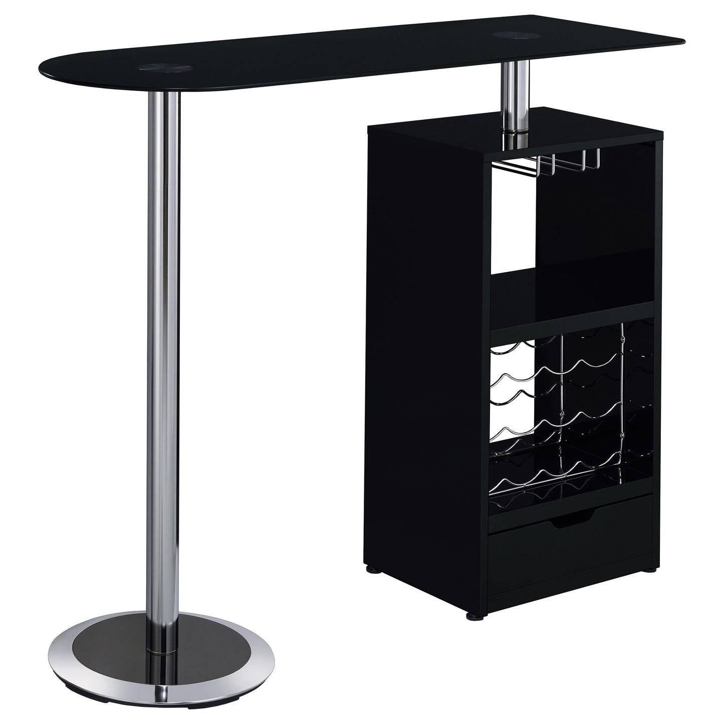 Koufax 48-inch Pub Height Bar Table Black High Gloss