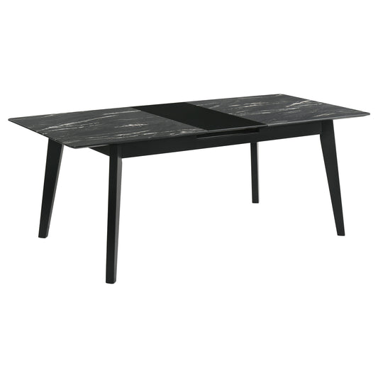 Crestmont 78-inch Extension Dining Table Black Faux Marble