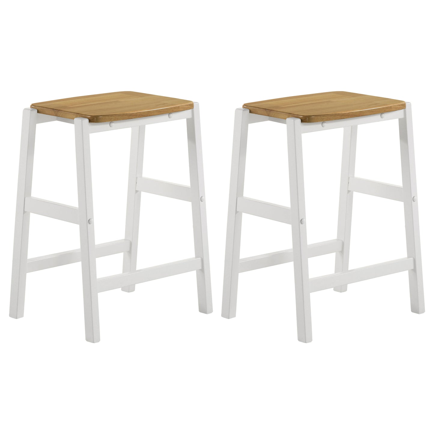 Edgeworth Wood Backless Counter Stool White (Set of 2)