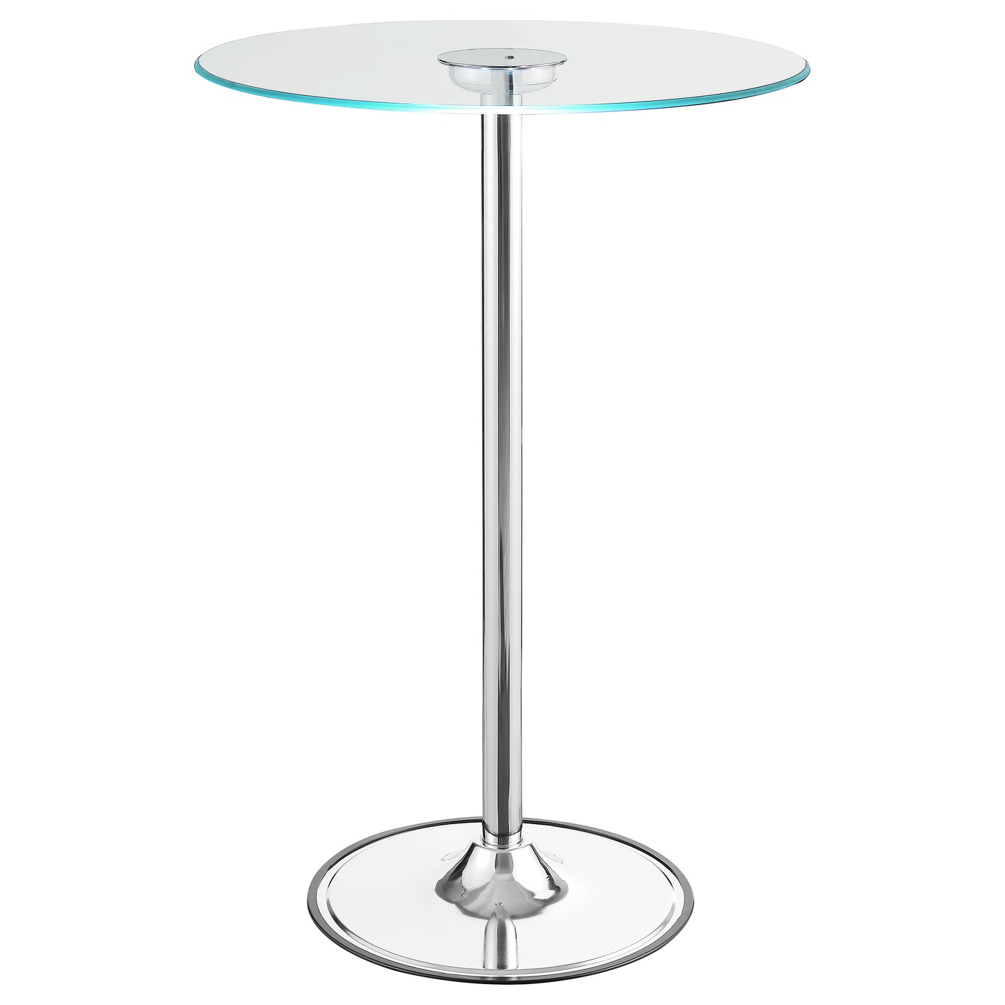 Thea Round 28-inch Glass Top LED Bistro Bar Table Chrome