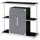 Zinnia 2-tier Glass Shelf Home Bar Wine Cabinet Black