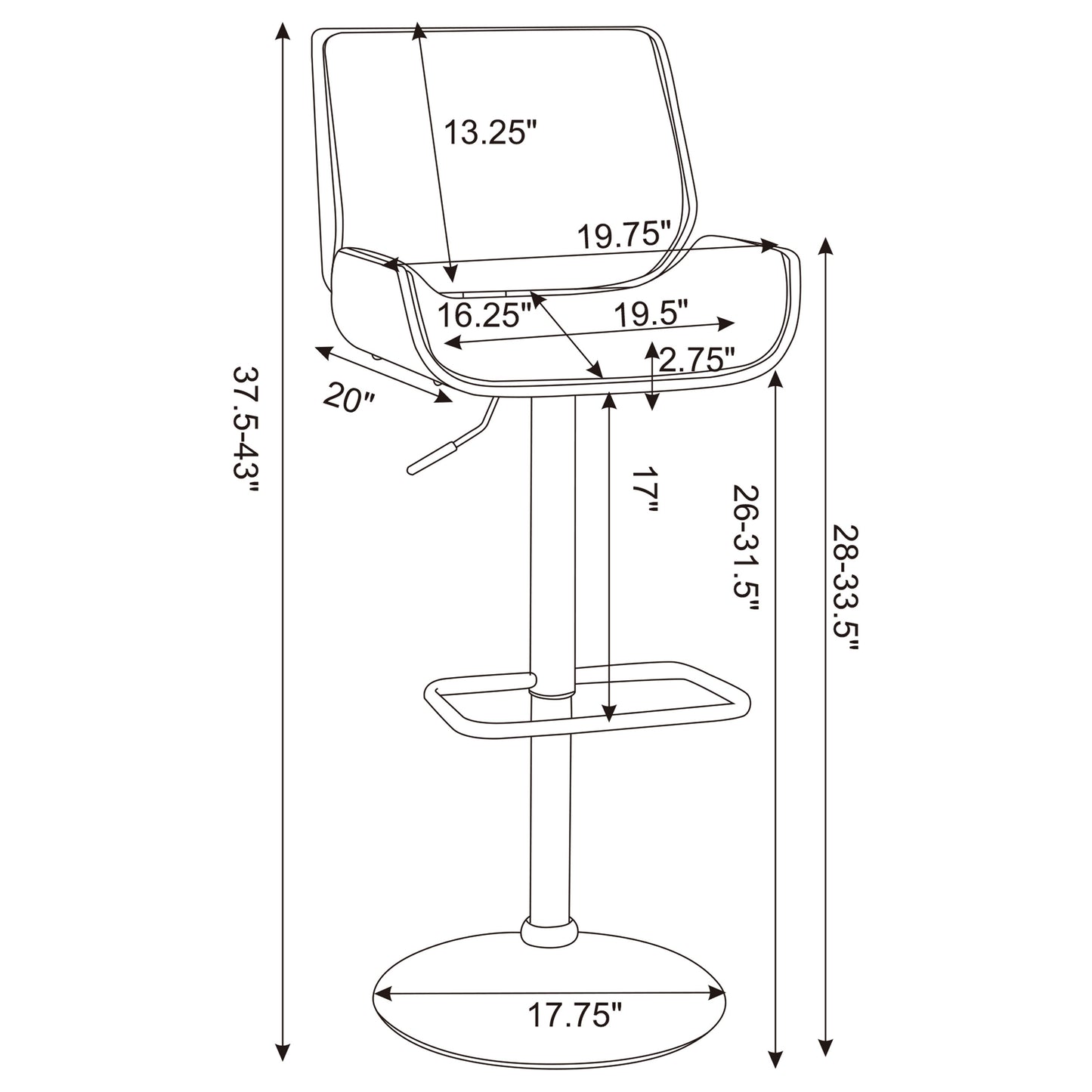 Folsom Upholstered Adjustable Bar Stool Ecru and Chrome