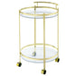 Chrissy 2-tier Round Glass Shelf Metal Bar Cart Brass