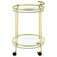 Chrissy 2-tier Round Glass Shelf Metal Bar Cart Brass