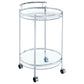 Chrissy Round Glass Shelf Metal Bar Cart Chrome