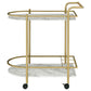 Desiree 2-tier Faux Marble Shelf Metal Bar Cart Gold