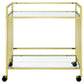 Cara 2-tier Rectangular Glass Shelf Metal Bar Cart Brass