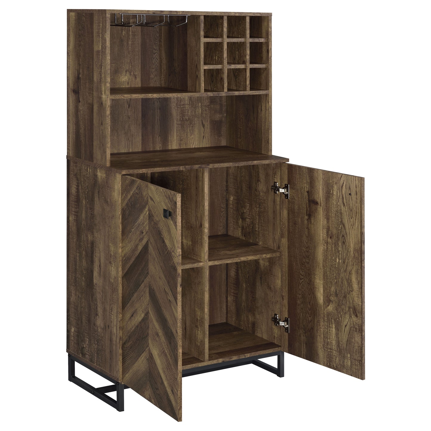 Mendoza 2-door Home Bar Cabinet Wine Storage Rustic Oak