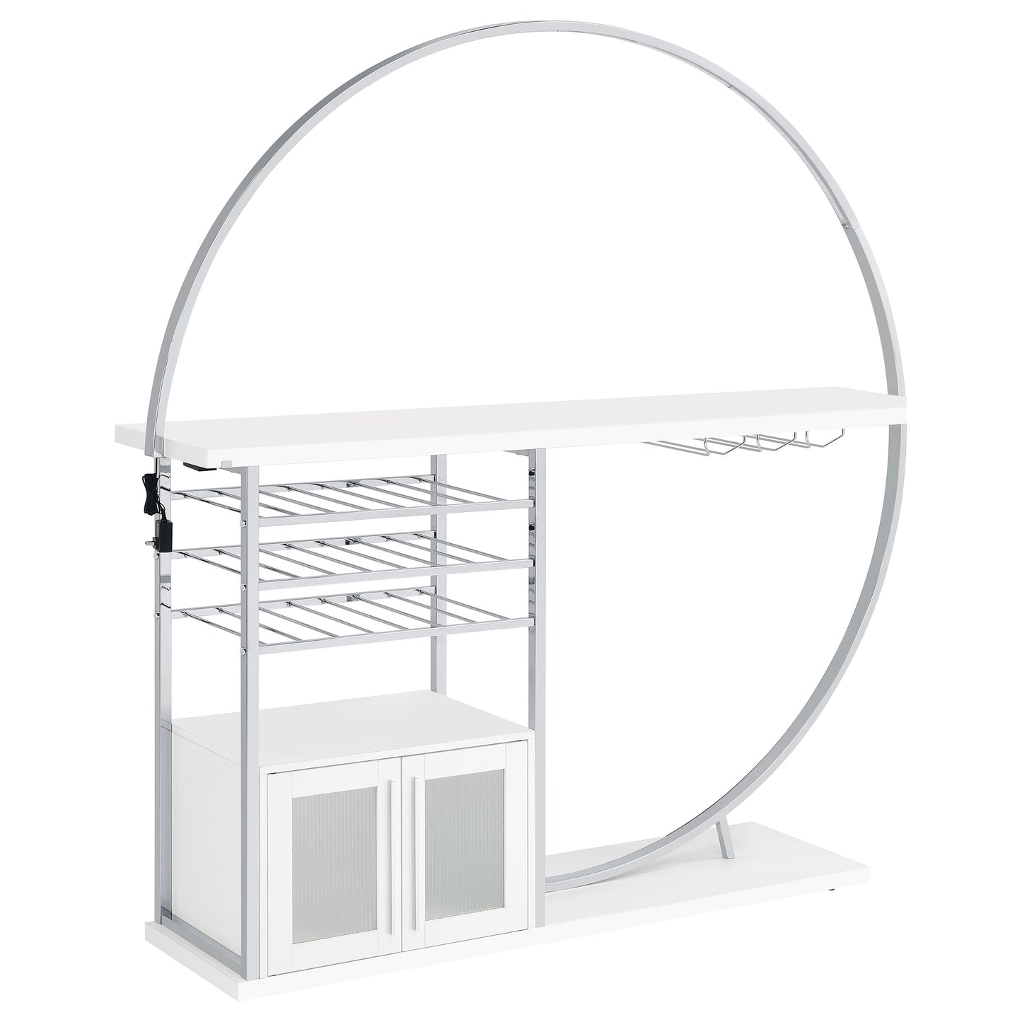 Risley 2-door Circular LED Home Bar Cabinet White High Gloss