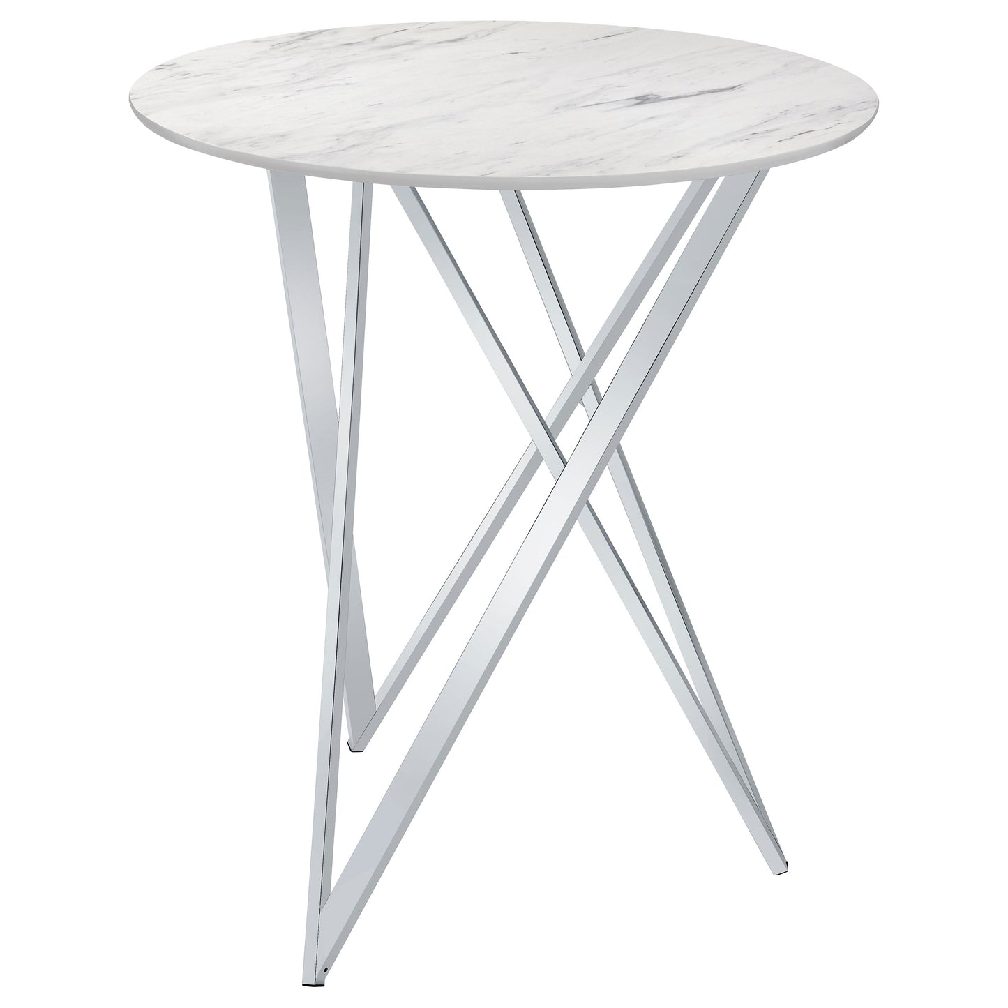 Bexter Round 35-inch Faux Marble Bistro Bar Table Chrome