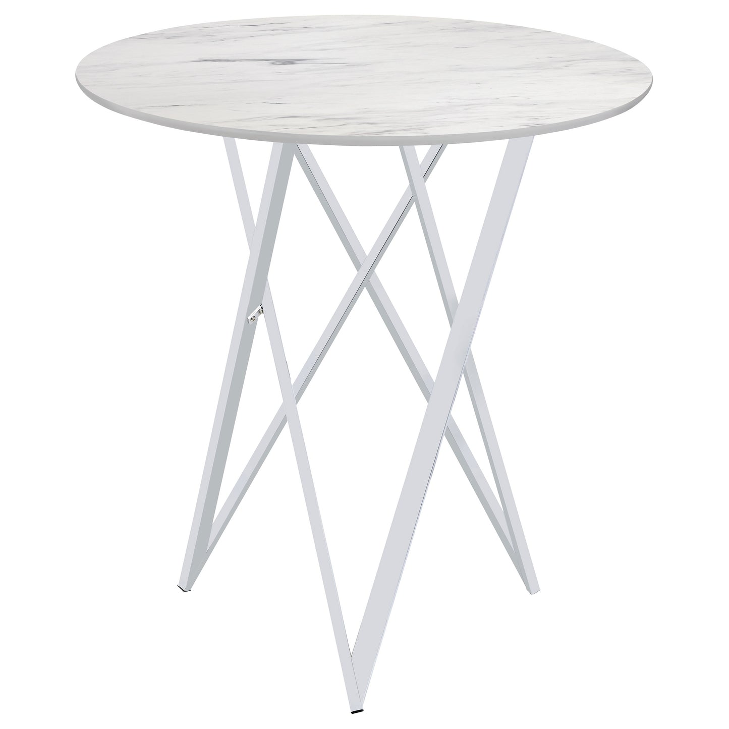 Bexter Round 35-inch Faux Marble Bistro Bar Table Chrome