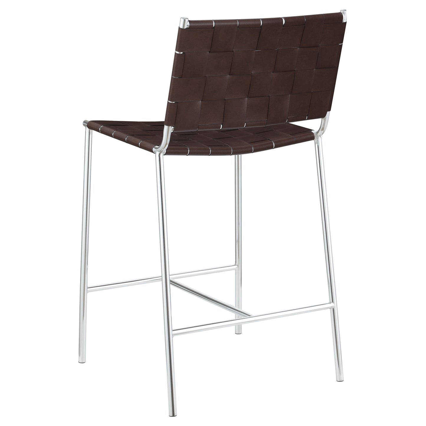 Adelaide Upholstered Counter Height Stool Brown and Chrome