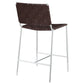 Adelaide Upholstered Counter Height Stool Brown and Chrome