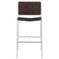 Adelaide Upholstered Pub Height Bar Stool Brown and Chrome