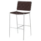 Adelaide Upholstered Pub Height Bar Stool Brown and Chrome