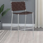 Adelaide Upholstered Pub Height Bar Stool Brown and Chrome