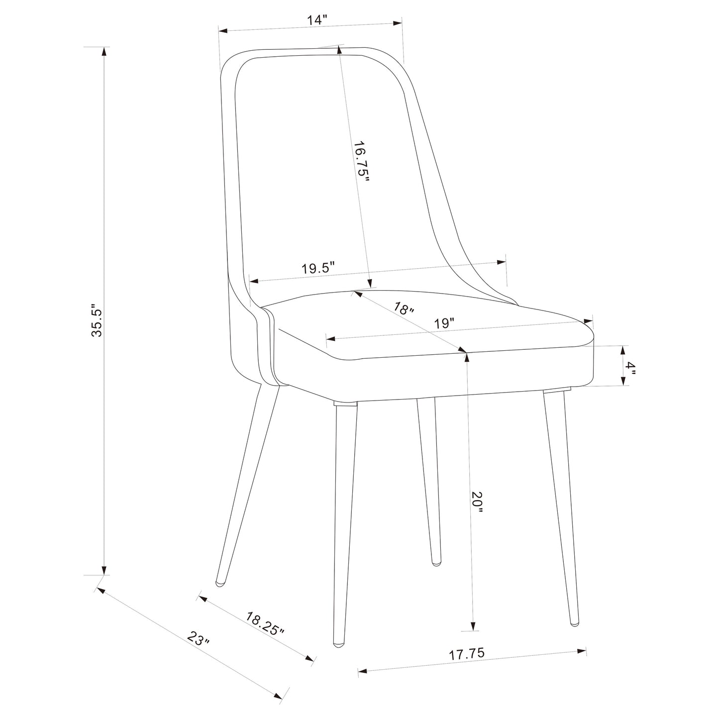 Alan Fabric Upholstered Dining Side Chair Grey (Set of 2)