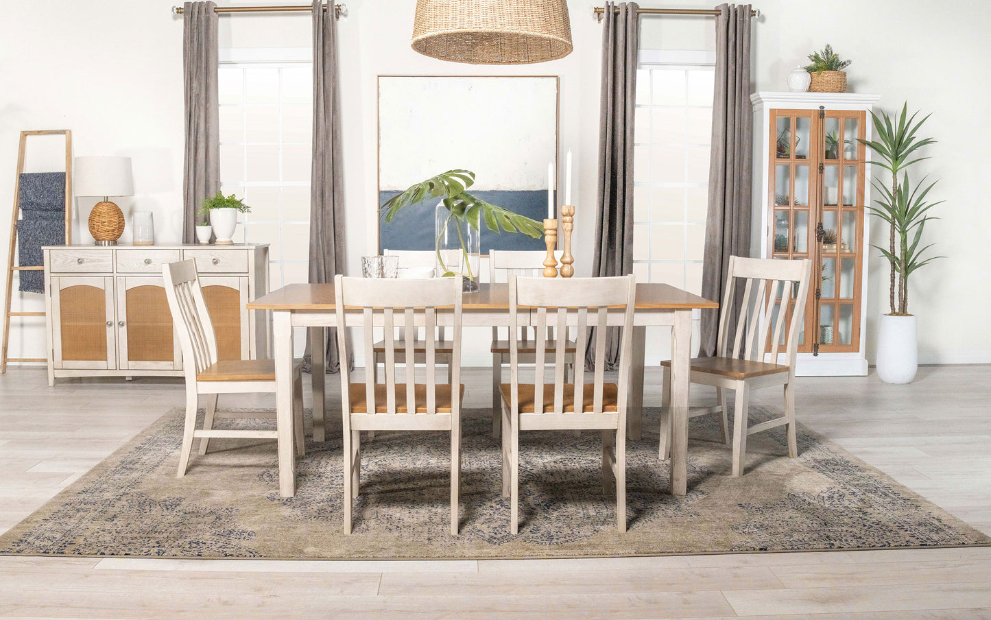 Kirby 71-inch Extension Leaf Dining Table Rustic Off White