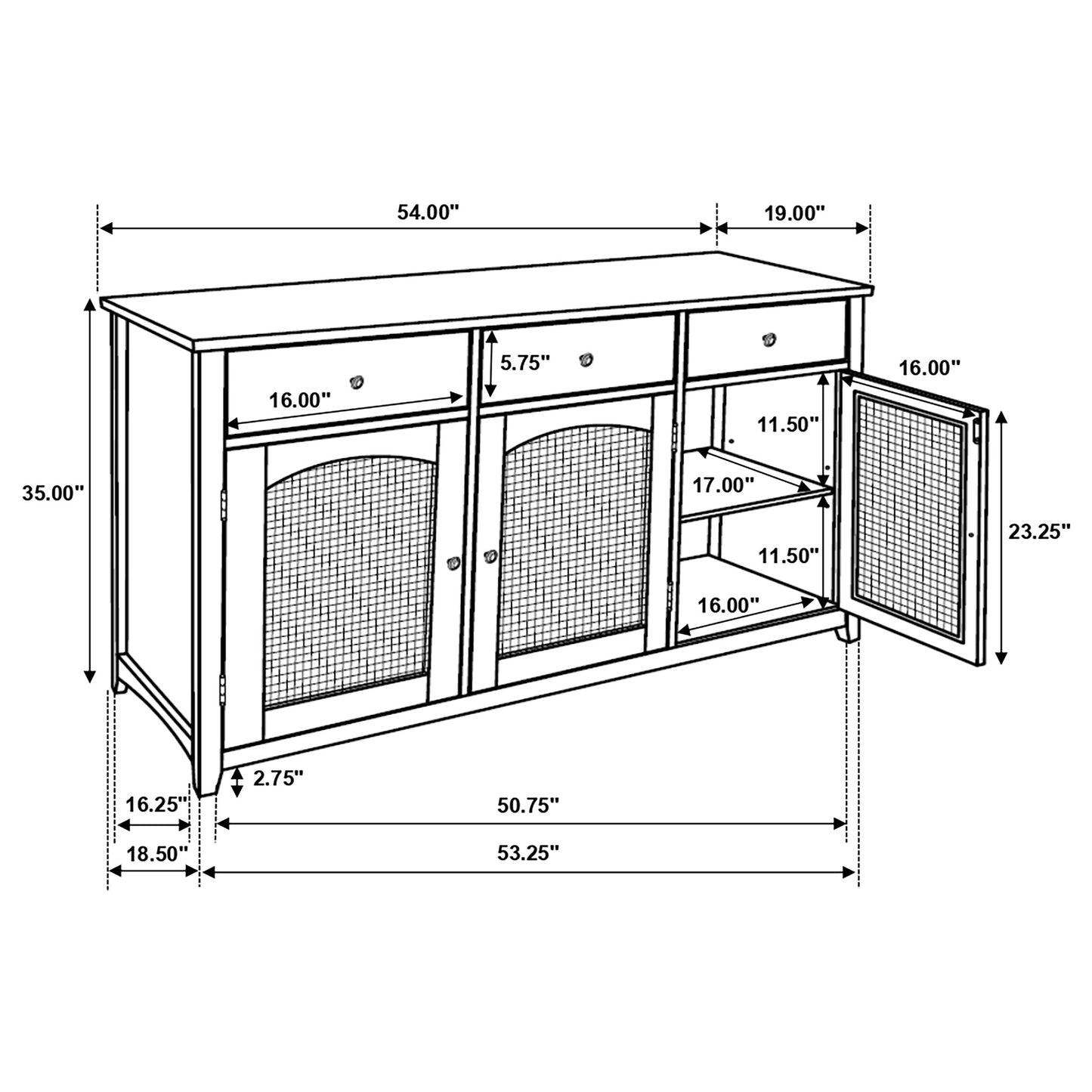 Kirby 3-drawer Sideboard Buffet Cabinet Rustic Off White