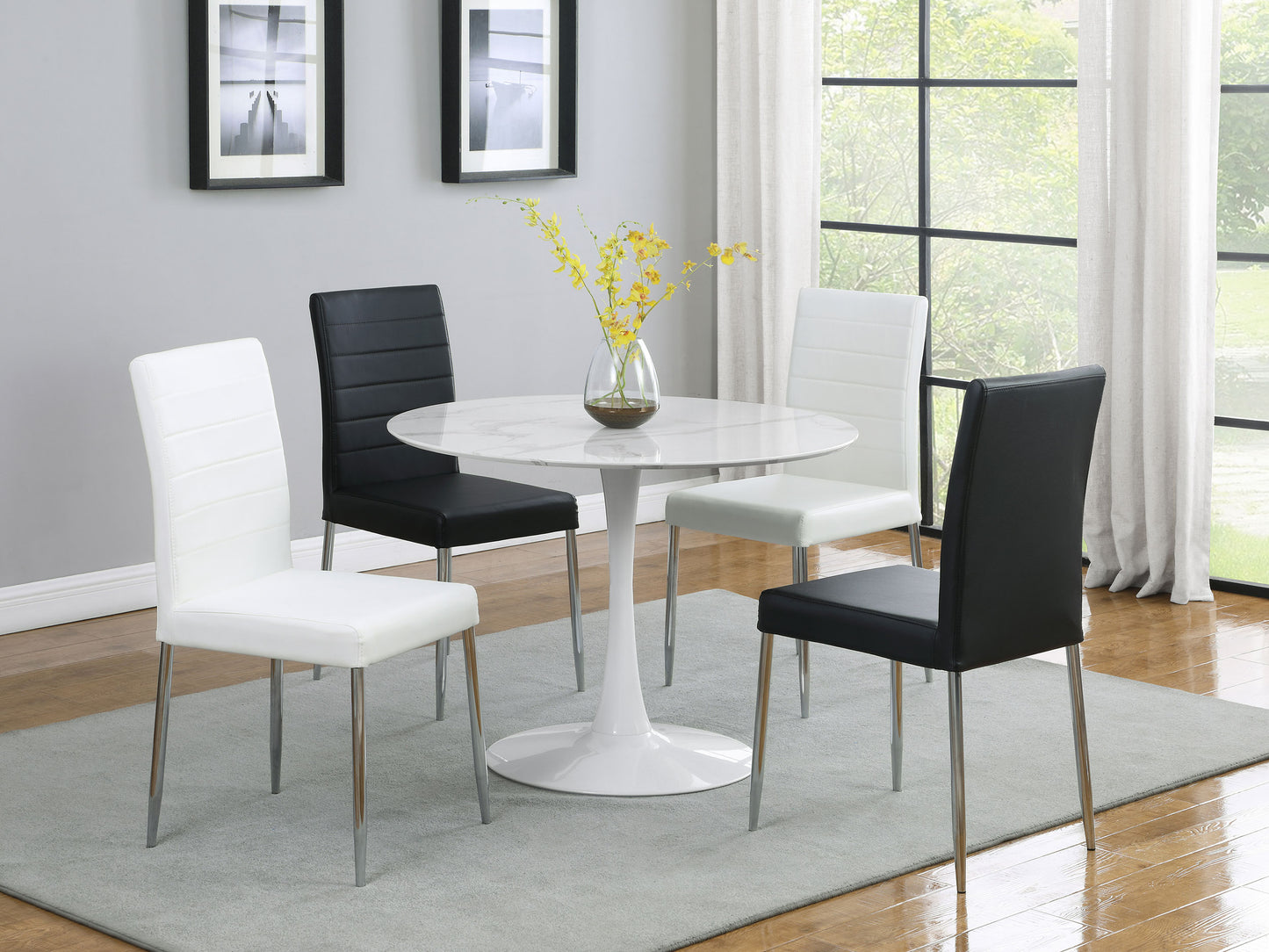 Arkell Round 40-inch Faux Marble Top Dining Table White