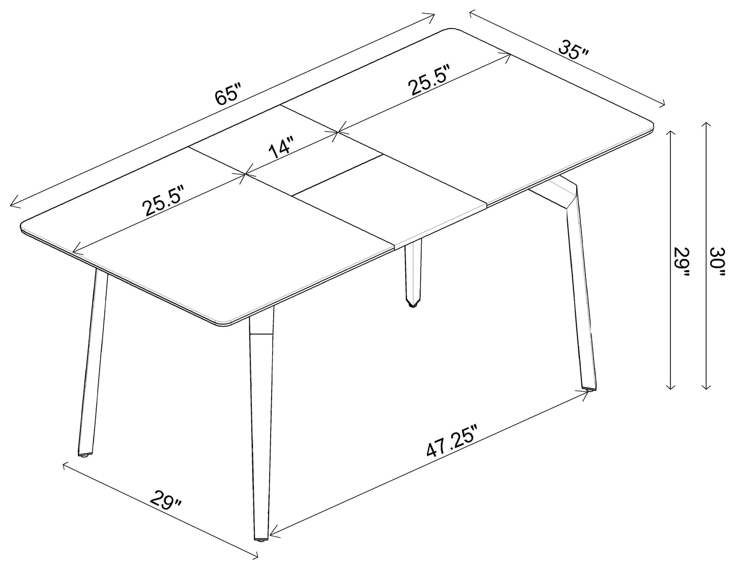 Mina Rectangular 65-inch Extension Dining Table Grey Ceramic