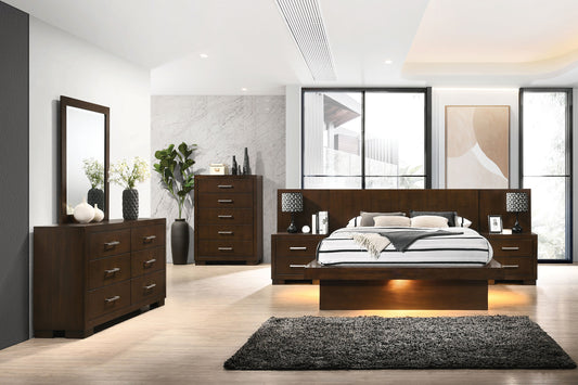 Jessica 5-piece Queen LED Bedroom Set Cappuccino