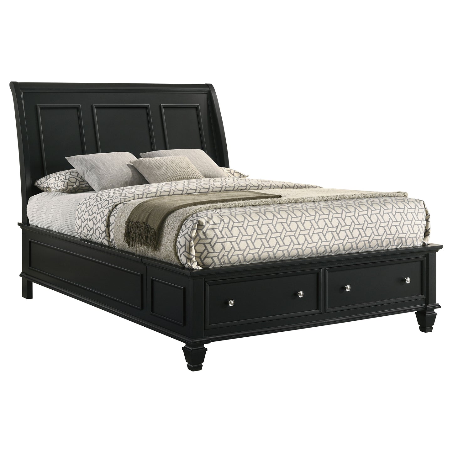 Sandy Beach Wood Queen Storage Panel Bed Black