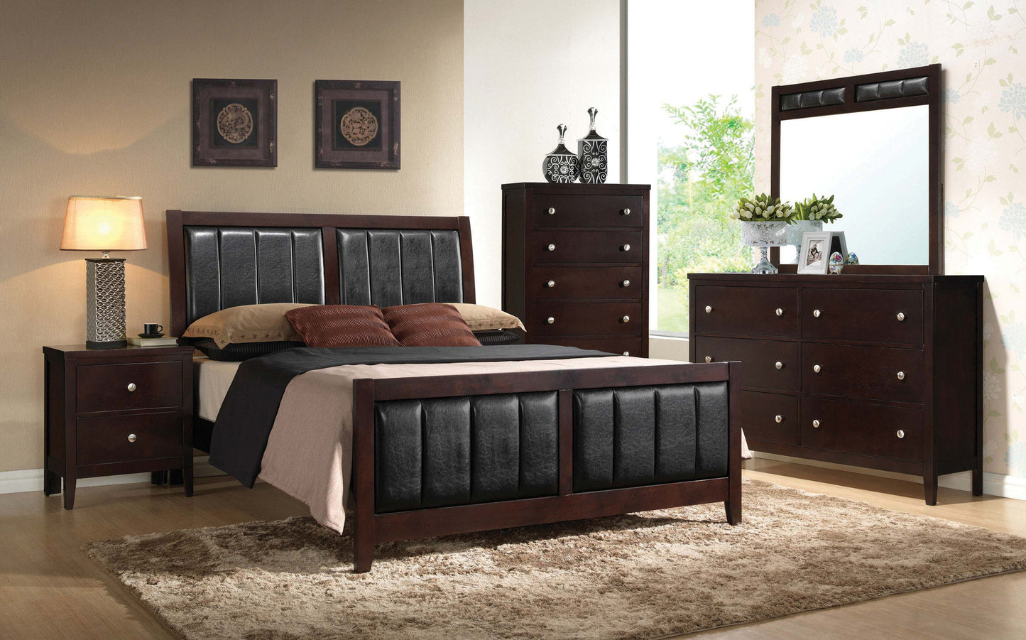 Carlton Wood California King Panel Bed Cappuccino