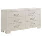 Jessica 6-piece Eastern King LED Bedroom Set Cream White