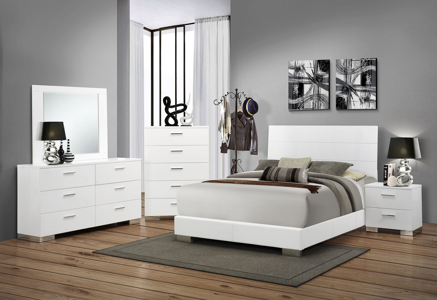 Felicity Wood California King Panel Bed White High Gloss