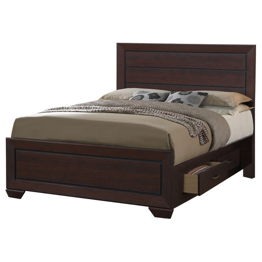 Kauffman Wood Eastern King Storage Panel Bed Dark Cocoa