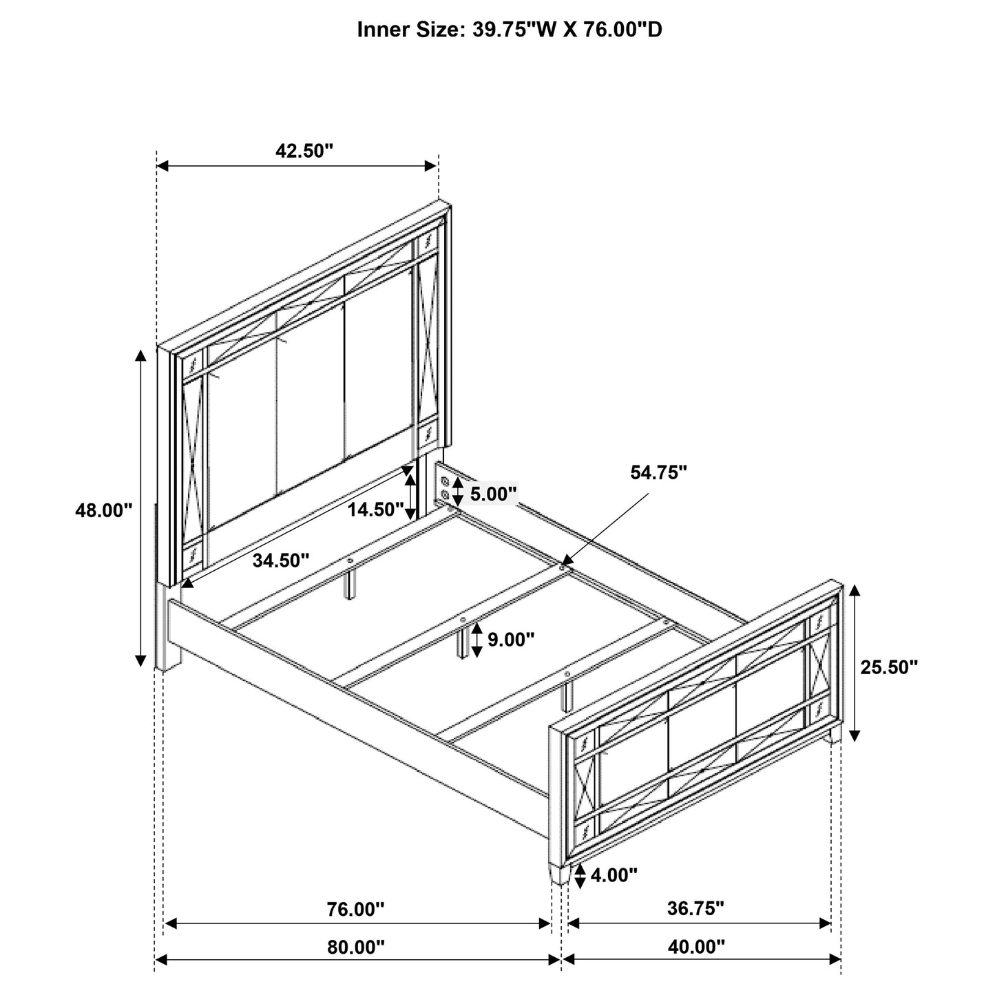 Leighton Wood Twin Panel Bed Metallic Mercury