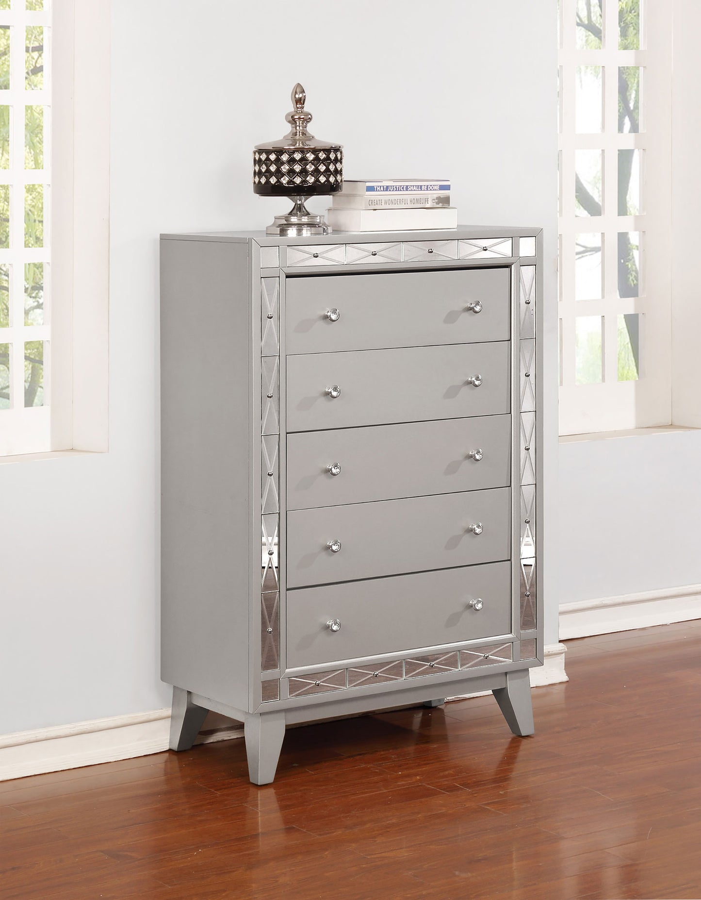 Leighton 5-drawer Bedroom Chest Metallic Mercury