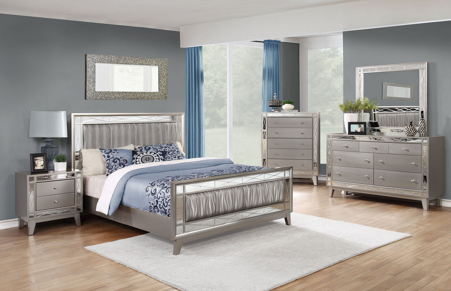 Leighton 5-drawer Bedroom Chest Metallic Mercury