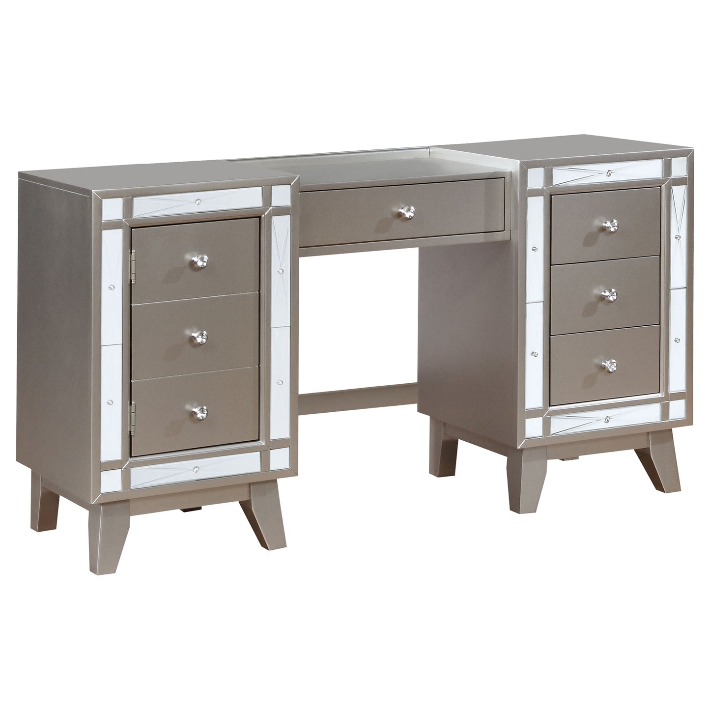 Leighton Vanity Table and Stool Set Metallic Mercury