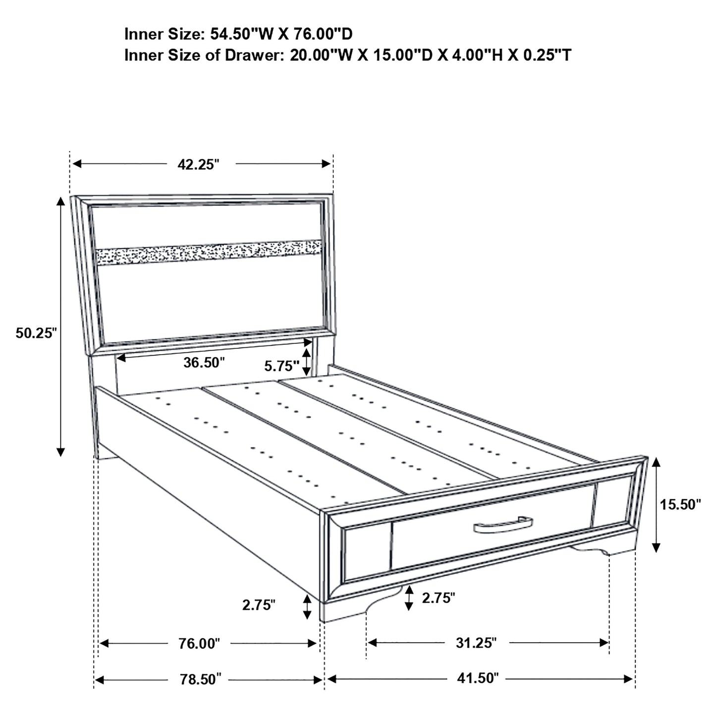 Miranda 51-inch Wood Twin Storage Panel Bed White