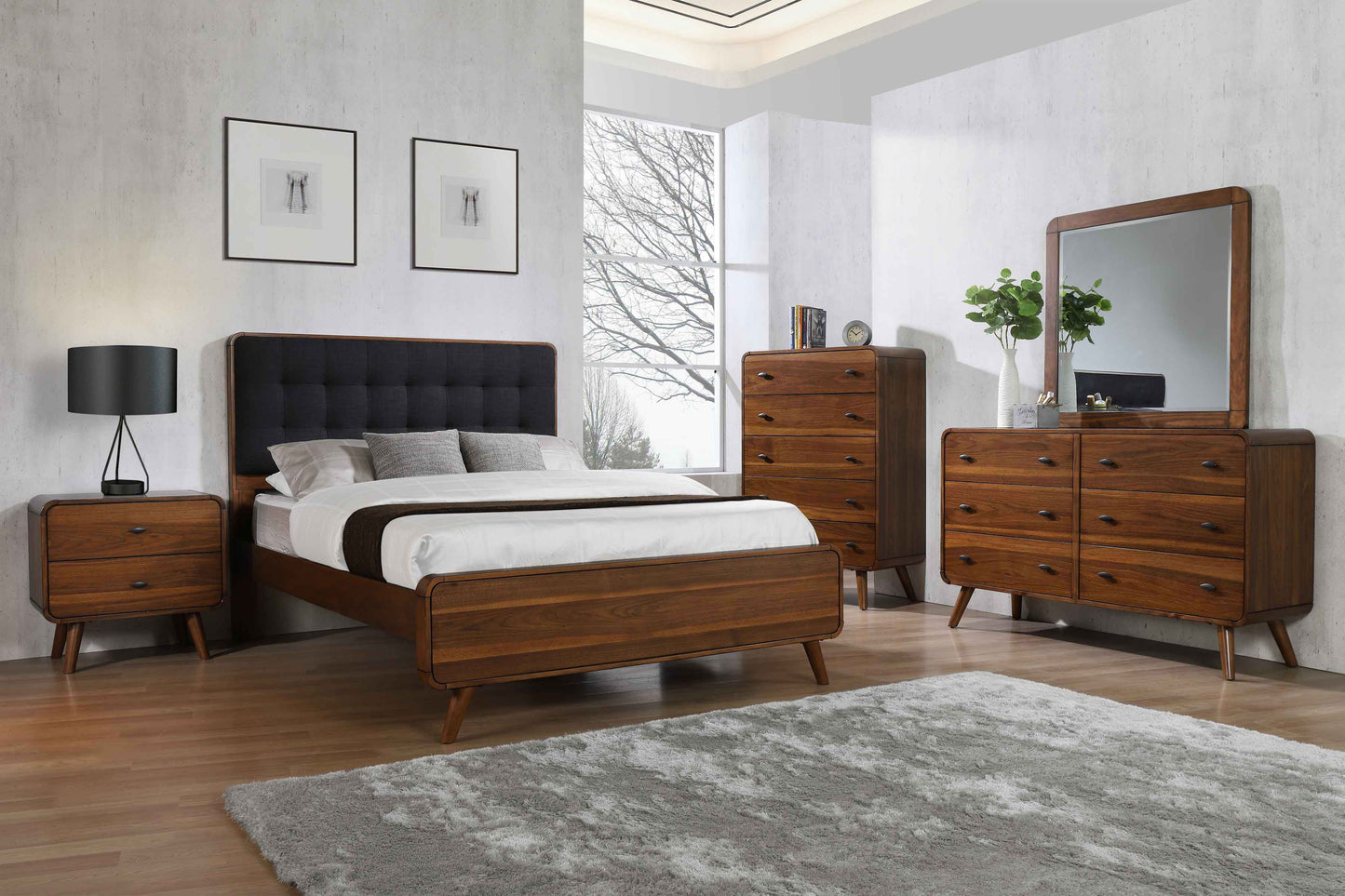 Robyn Wood California King Panel Bed Dark Walnut