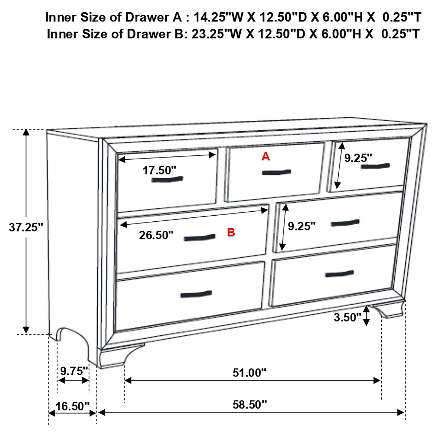 Beaumont 7-drawer Dresser Champagne