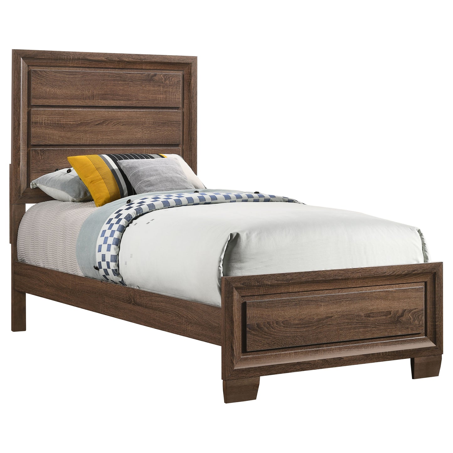 Brandon Wood Twin Panel Bed Warm Brown