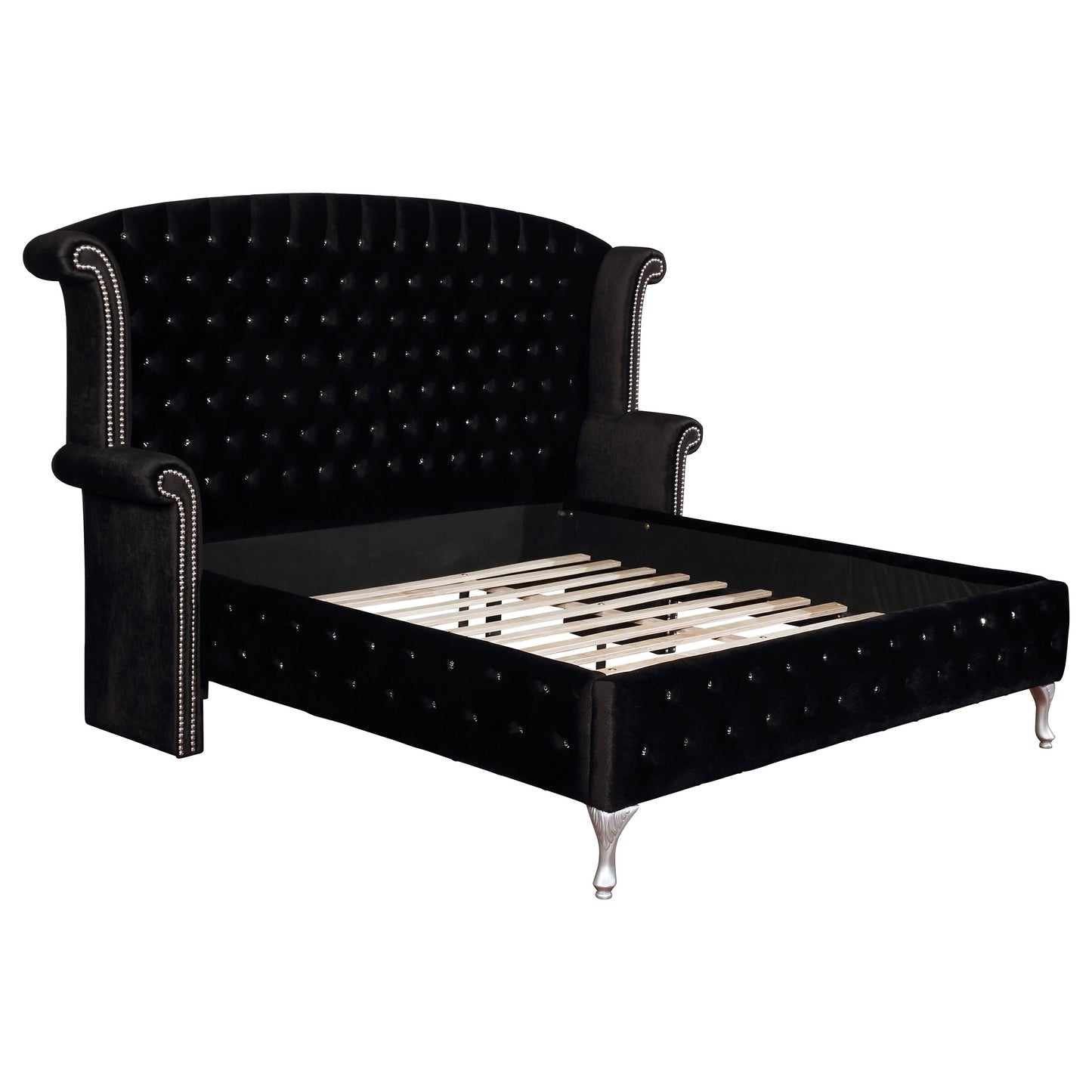 Deanna Upholstered California King Wingback Bed Black