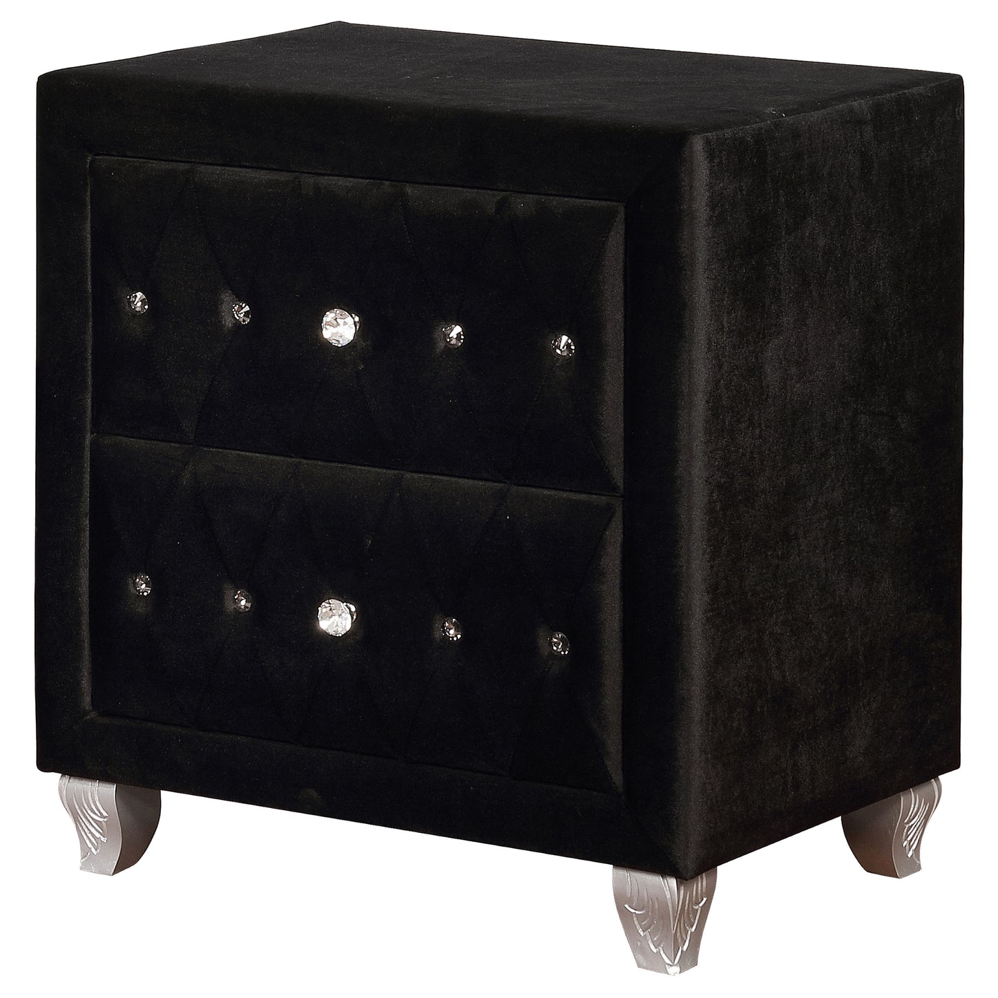 Deanna Upholstered 2-drawer Nightstand Black