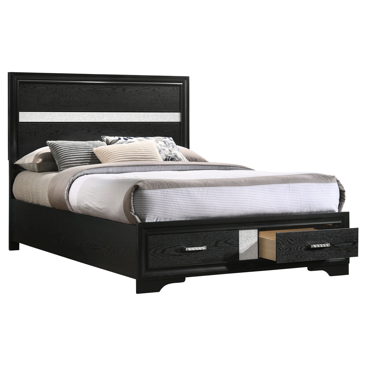 Miranda 51-inch Wood Full Storage Panel Bed Black