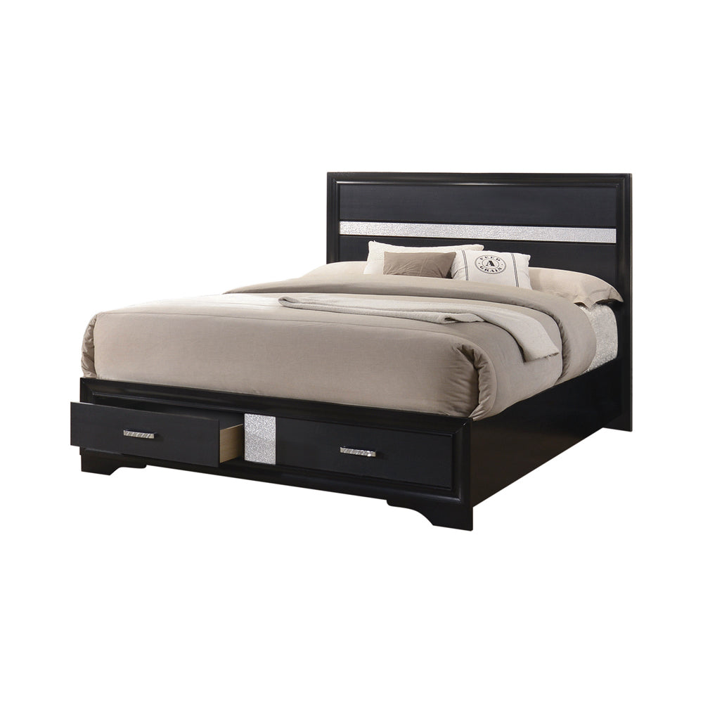 Miranda 51-inch Wood California King Storage Panel Bed Black