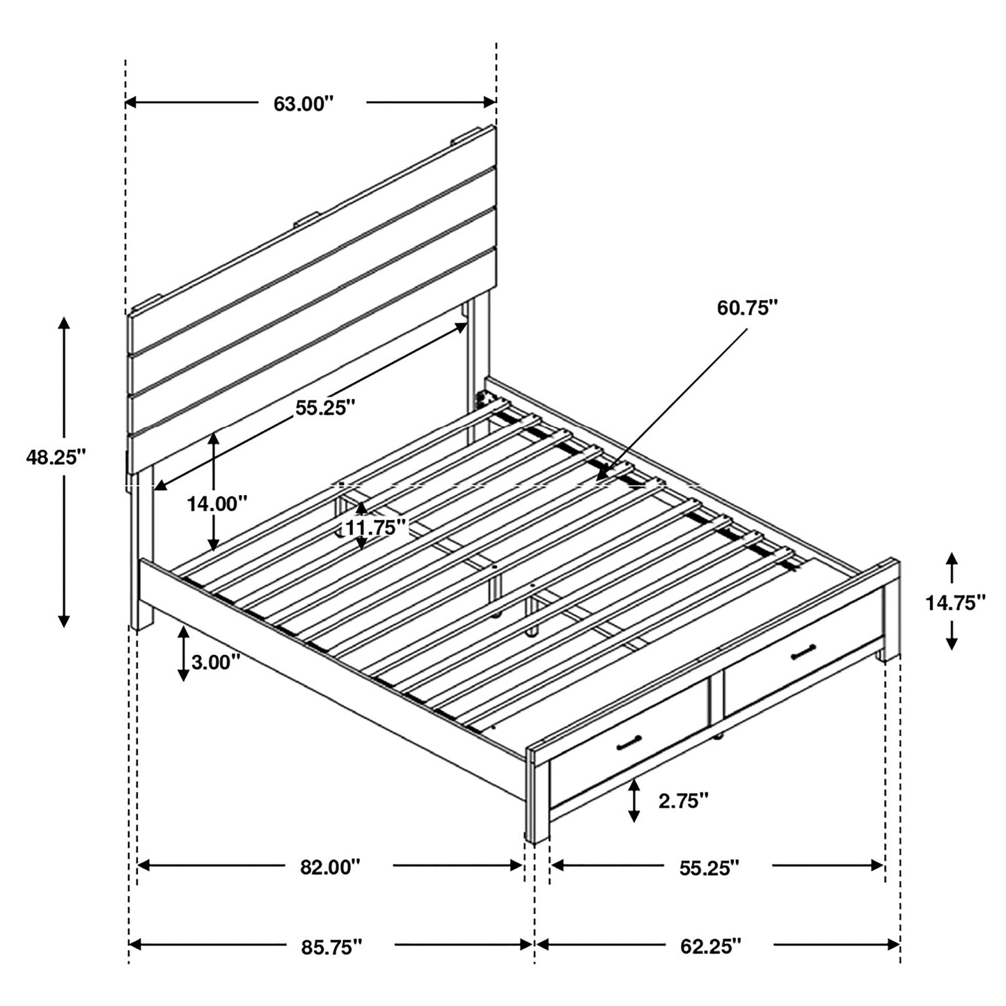 Brantford Wood Queen Storage Panel Bed Coastal White