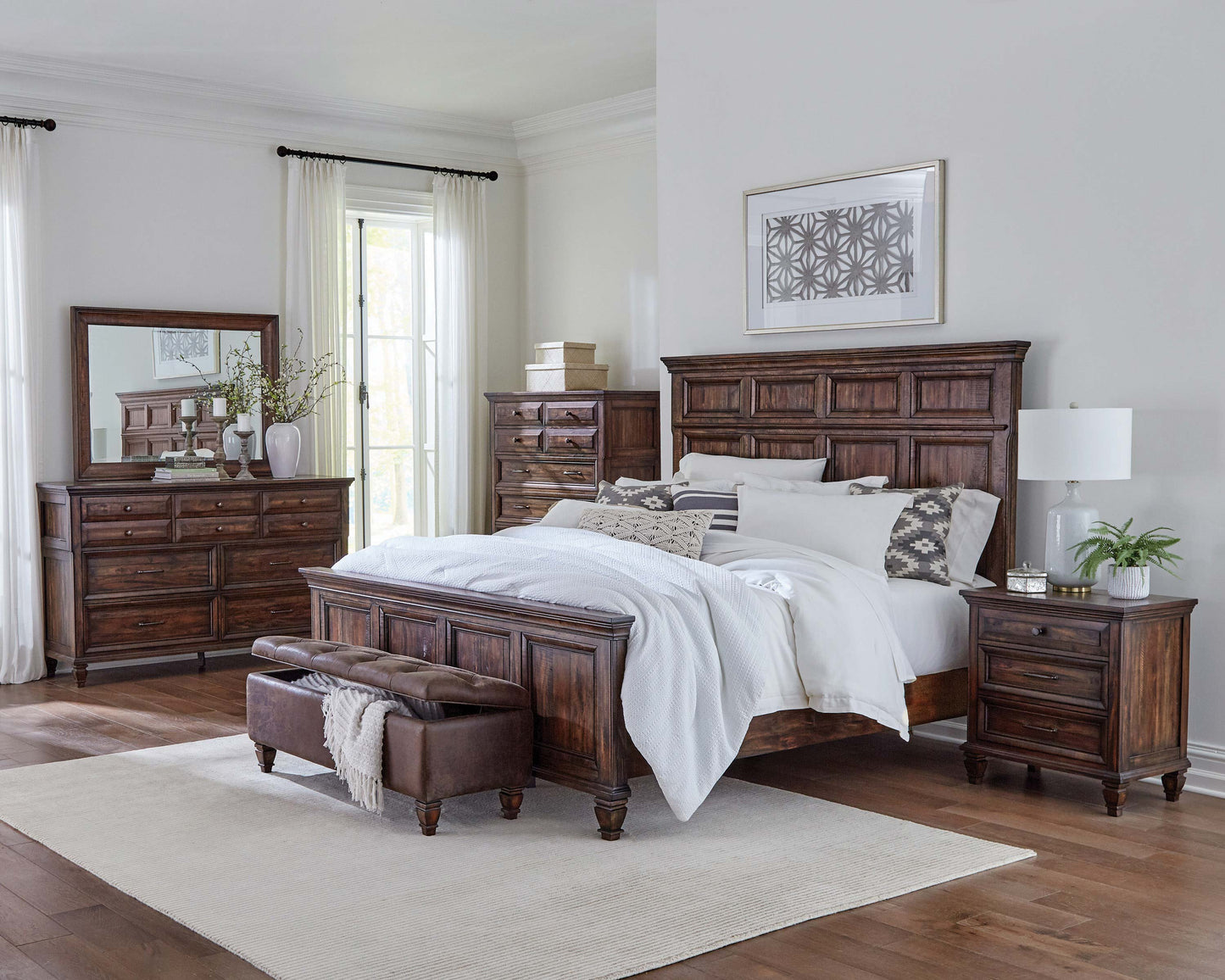 Avenue Wood Queen Panel Bed Weathered Burnished Brown