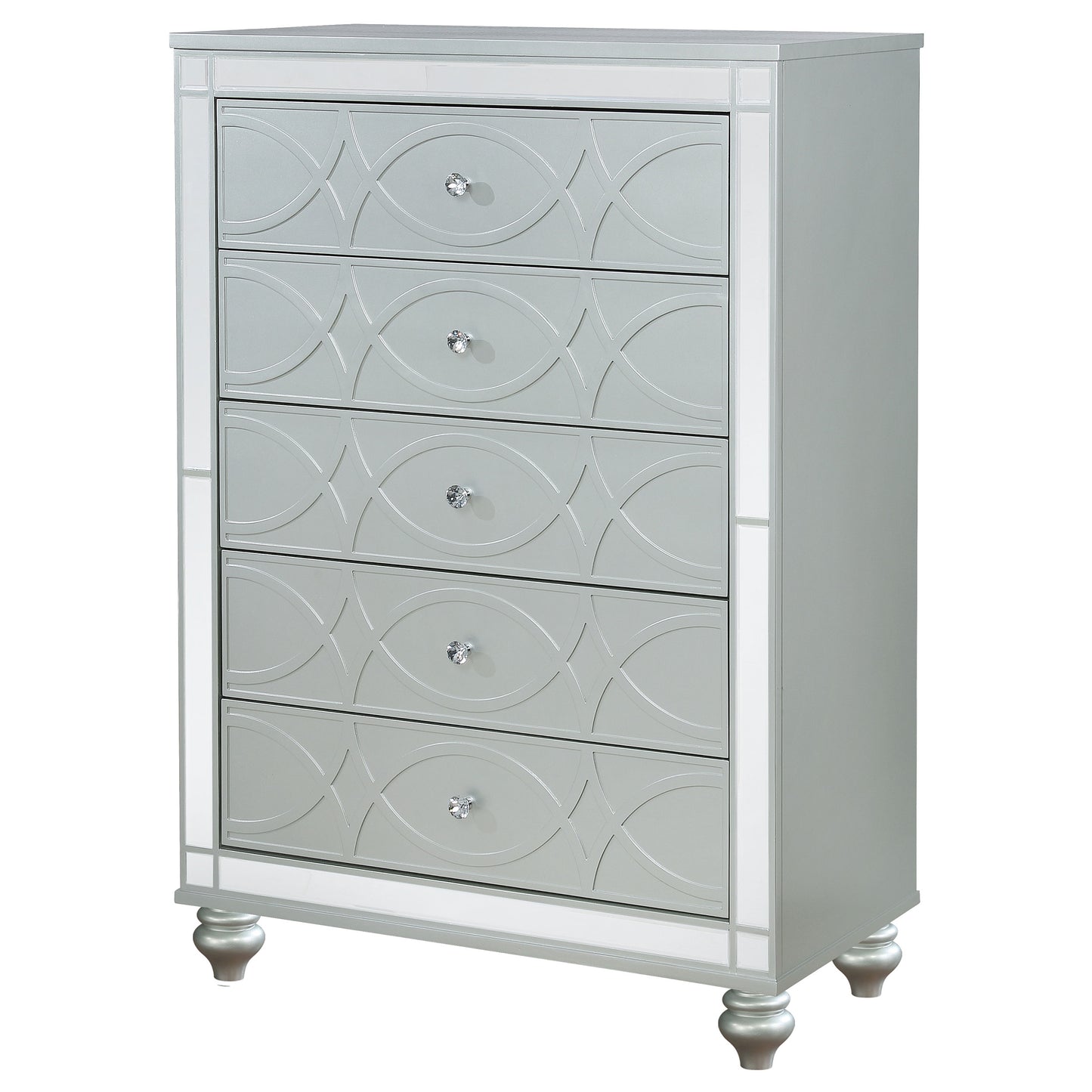 Gunnison 5-drawer Bedroom Chest Silver Metallic