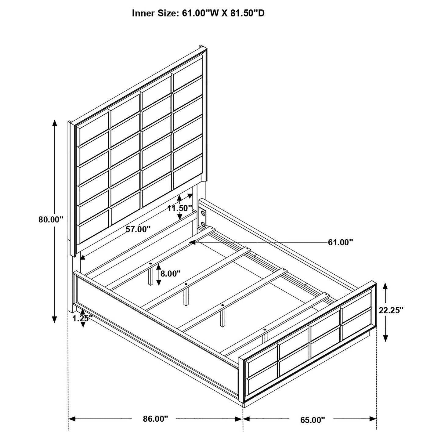 Durango 77-inch Queen Panel Bed Smoked Peppercorn