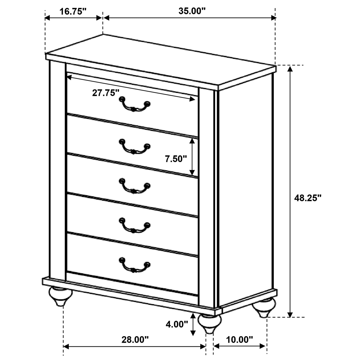 Stillwood 5-drawer Bedroom Chest Vintage Linen